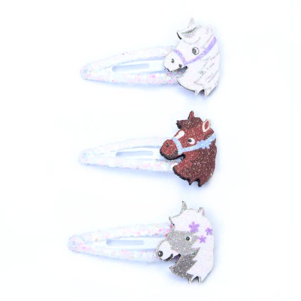 Card of 4 glitter and pony motif sleepies 4cm