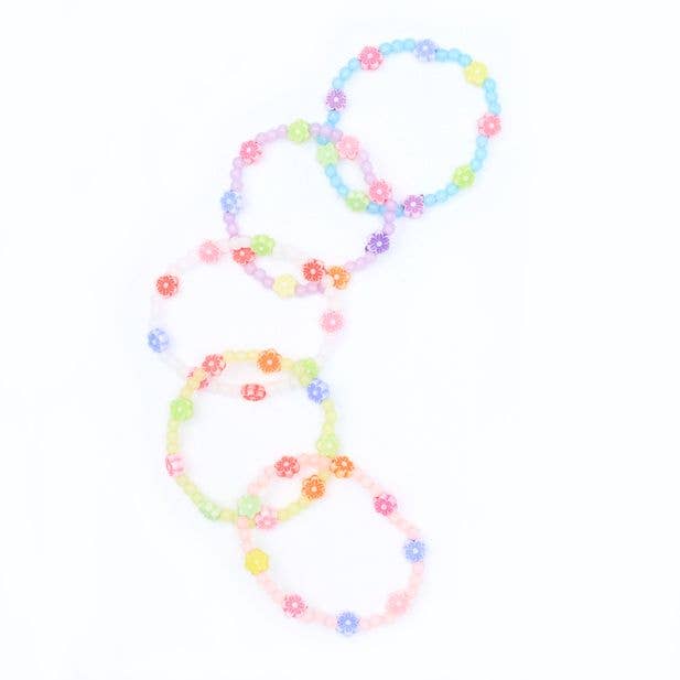 Pack of 5 Frosted Beads And Daisy Bracelets