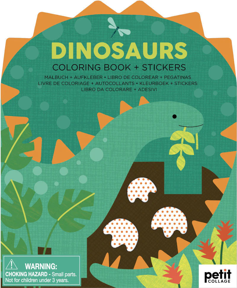 Petit Collage, Colouring Book with Stickers Dinosaurs (Paperback)