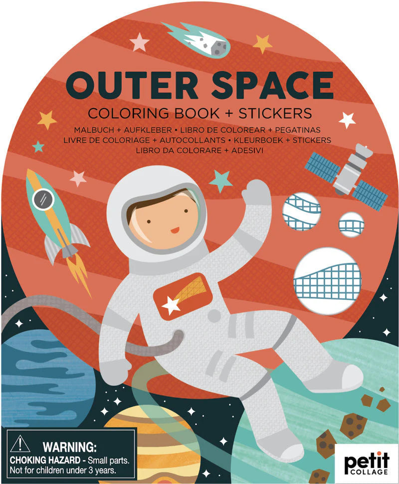 Petit Collage,Colouring Book with Stickers Outer Space (Paperback)
