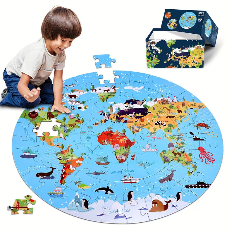 Animal World Map Puzzle