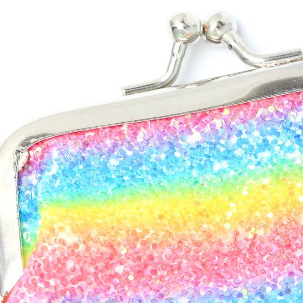 Rainbow Glitter Clasp Purse 9X7cm