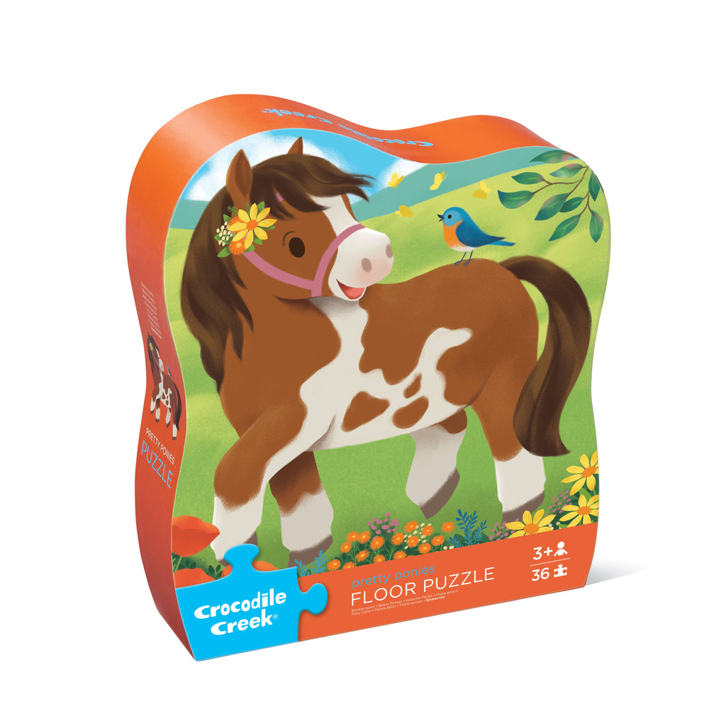 Crocodile Creek 36- Piece Shaped Box Puzzles Pretty Ponies