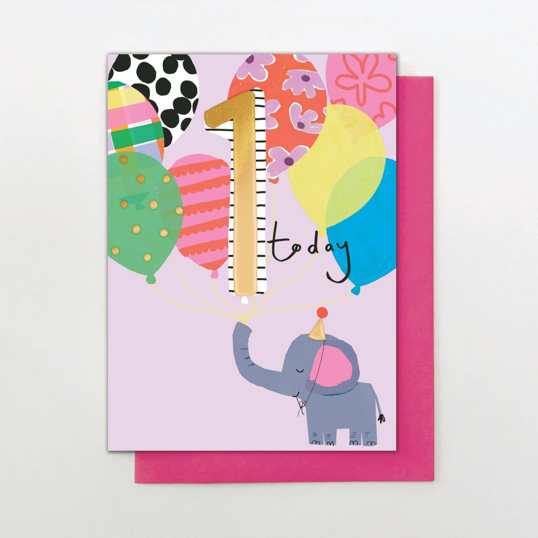Birthday card Age 1 Elephant