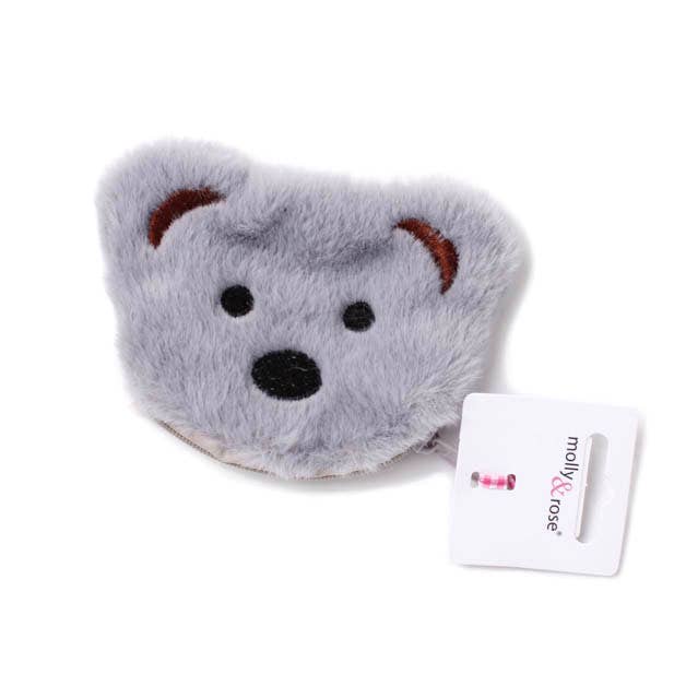 Teddy face purse with zip 9x8cm