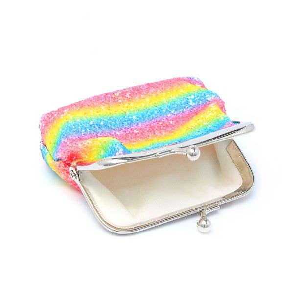 Rainbow Glitter Clasp Purse 9X7cm