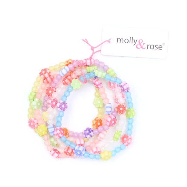 Pack of 5 Frosted Beads And Daisy Bracelets