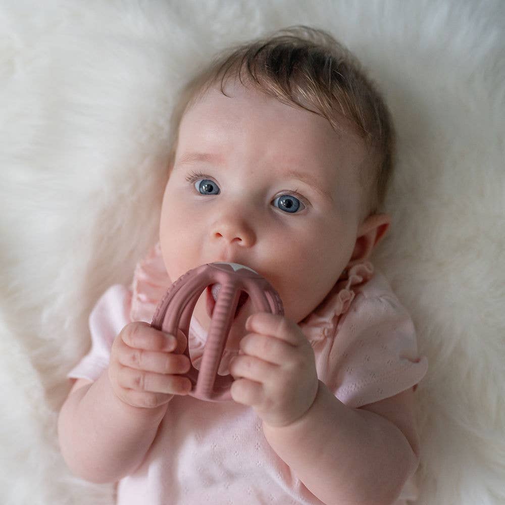 Ziggle Silicone Teether Ball pink