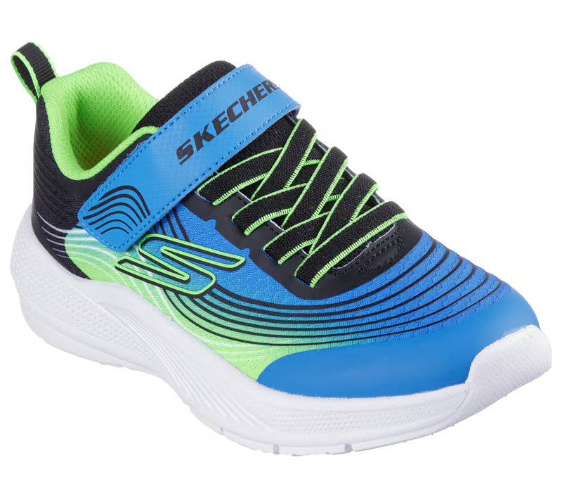 Skechers Boys Microspec Advance Trainers Blue/Lime