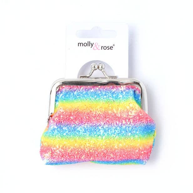 Rainbow Glitter Clasp Purse 9X7cm