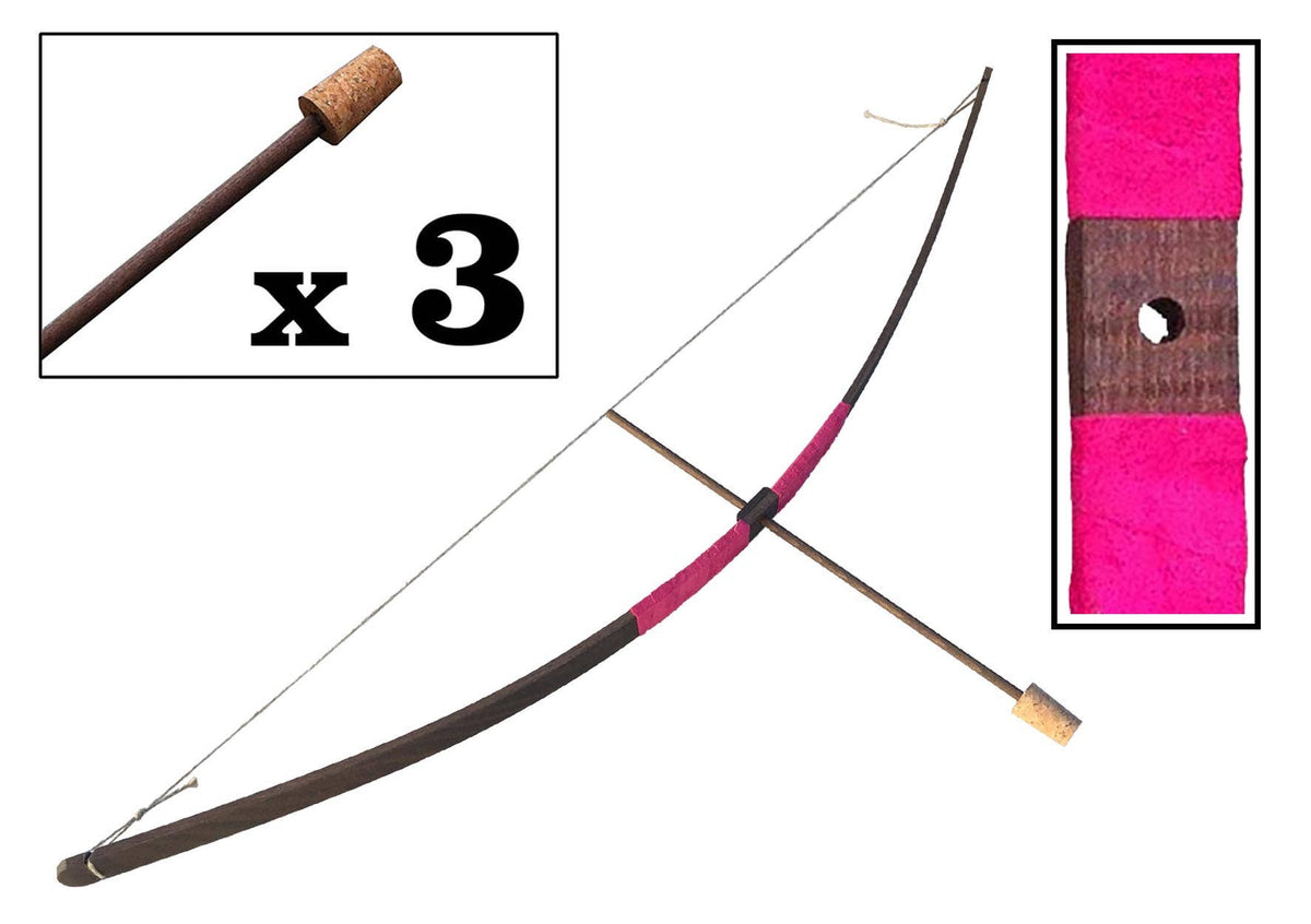 BOW RUSTIK SUEDE HANDLE S + 3 CORK TIP ARROWS - ST454F: RED