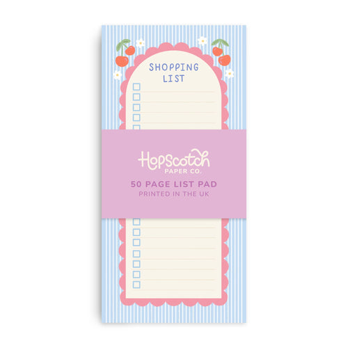 Cute Cherry Shopping List Pad – 50 Pages for Easy Grocery & Task Lists