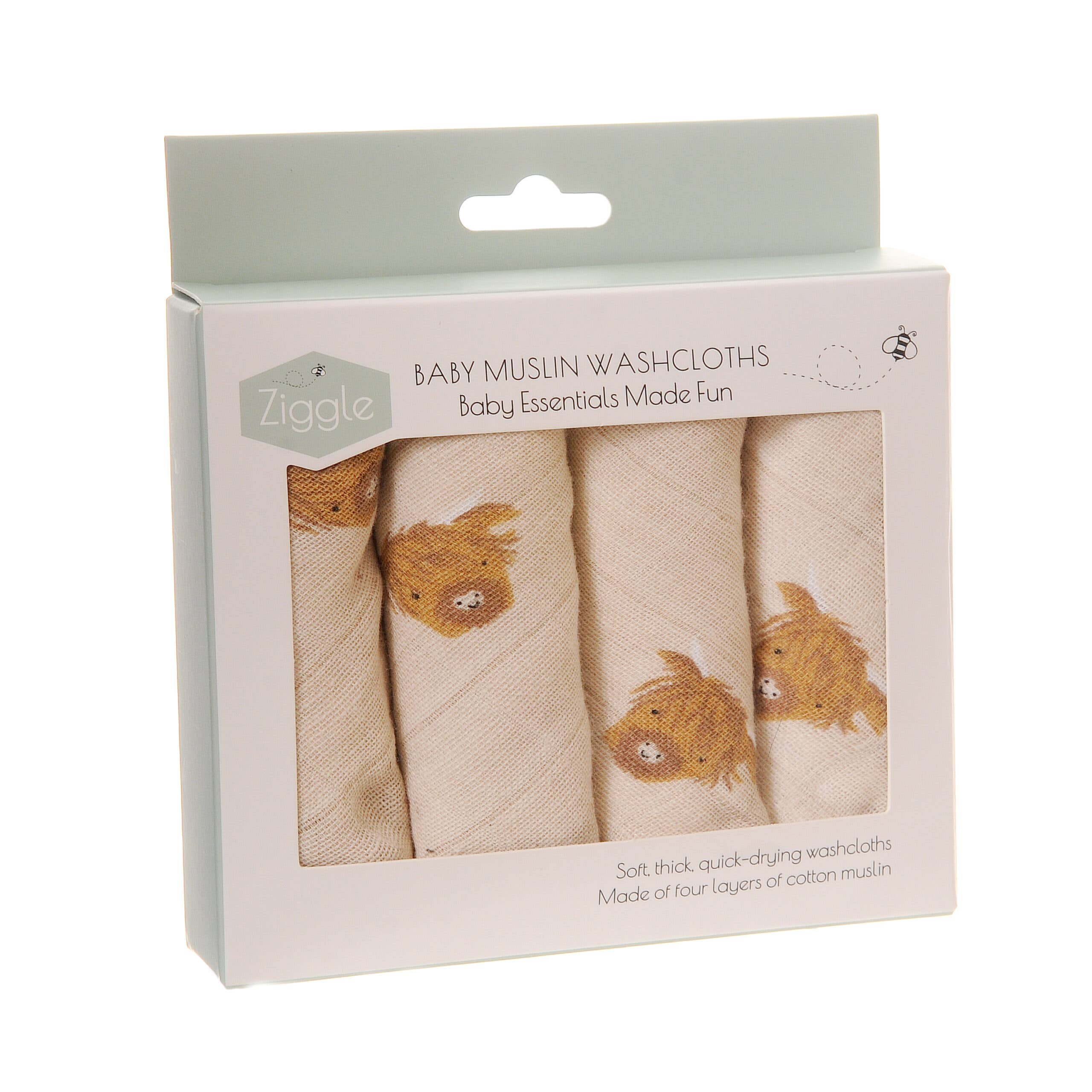 Ziggle Highland Cow Washcloths