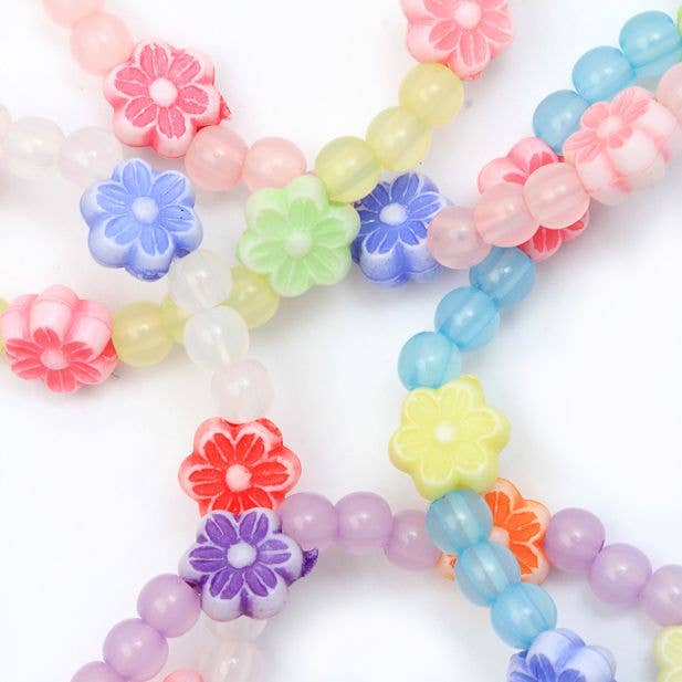 Pack of 5 Frosted Beads And Daisy Bracelets