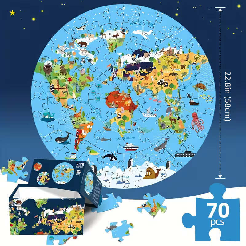 Animal World Map Puzzle