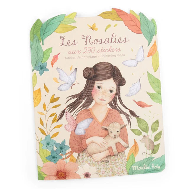 Moulin Roty Colouring book + 230 stickers girl lamb