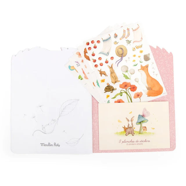 Moulin Roty Colouring book + 230 stickers girl lamb