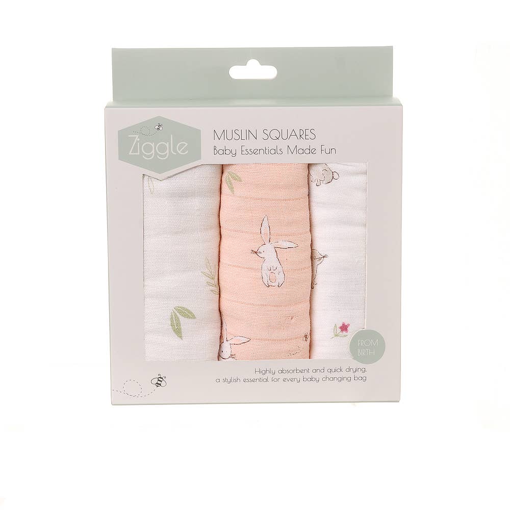 Ziggle Bunnies Muslin Set in Pink and White