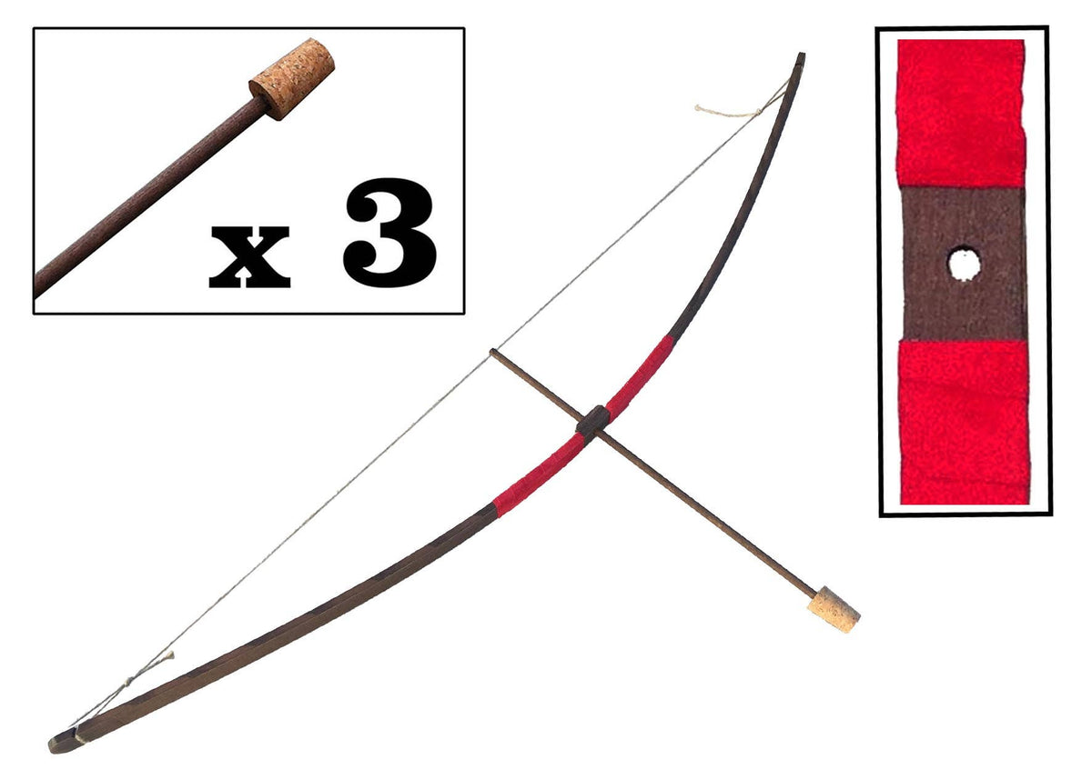 BOW RUSTIK SUEDE HANDLE S + 3 CORK TIP ARROWS - ST454F: RED