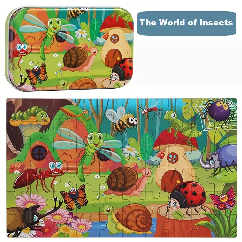 Insect World Puzzle in a Tin