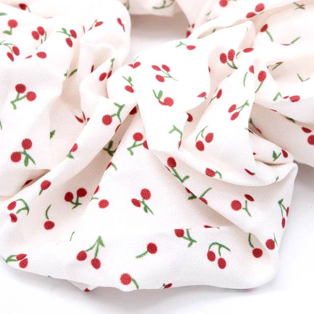 Heart and Cherry print scrunchies.