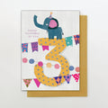 Birthday card Age 3 Elephant & Bunting