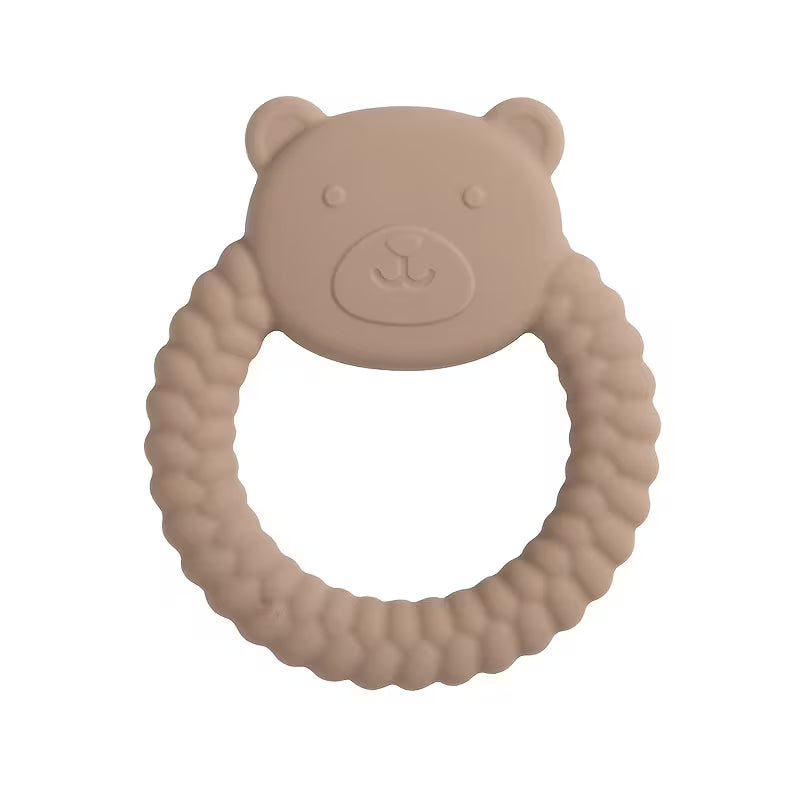 Silicone Baby Ring Teether- Pink Bear