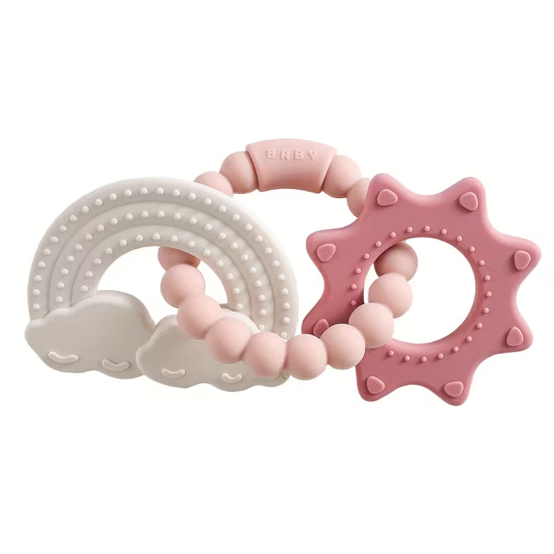 Silicone baby teether- White Rainbow