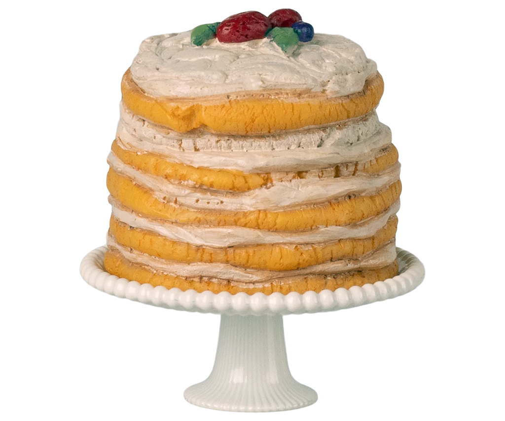 Maileg,Party cake and cake stand, Mouse - Off white