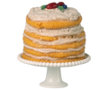 Maileg,Party cake and cake stand, Mouse - Off white