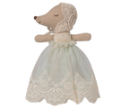 Maileg,Baby mouse in gown - Mint