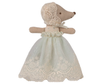 Maileg,Baby mouse in gown - Mint