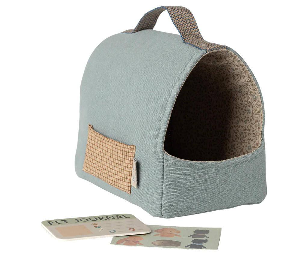 Maileg,Pet carrier - Dusty blue
