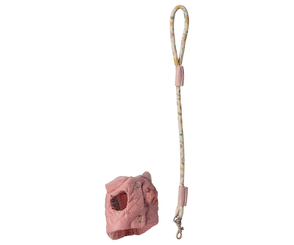 Maileg,Pet supply, Harness and leash - Rose