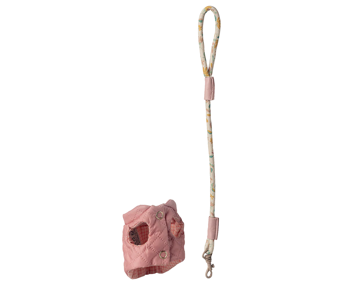 Maileg,Pet supply, Harness and leash - Rose
