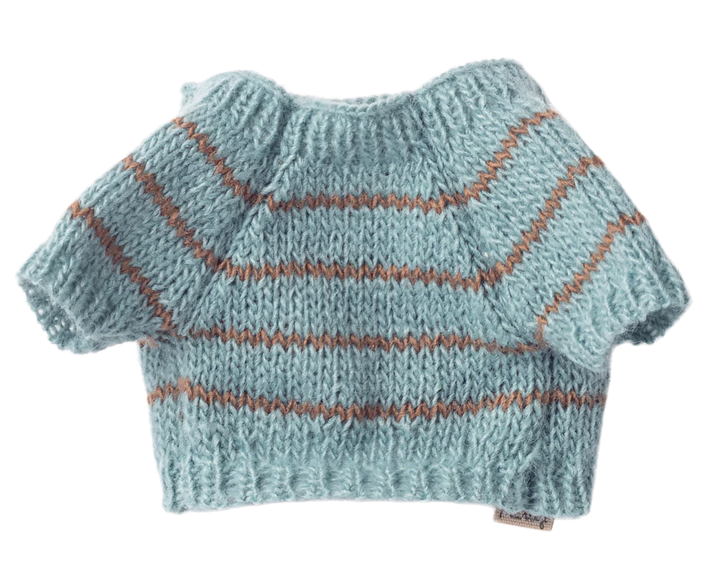 Maileg,Puppy supply, Small, Knitted sweater - Dusty blue