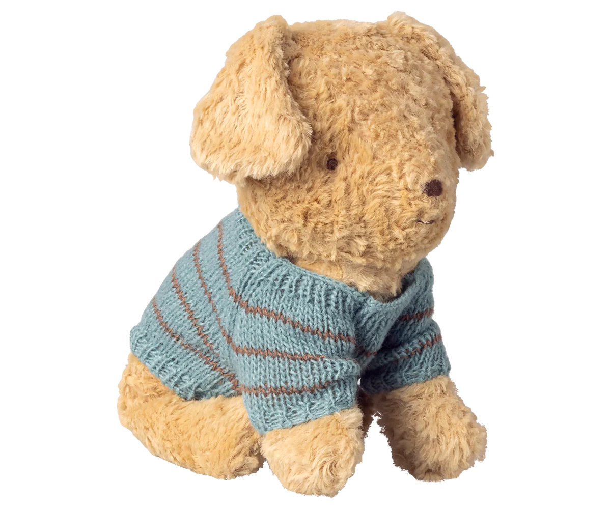 Maileg,Puppy supply, Small, Knitted sweater - Dusty blue