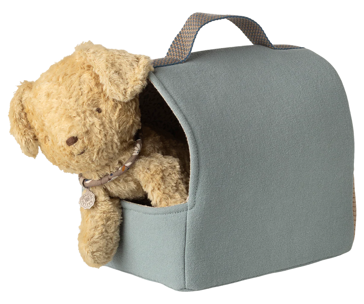 Maileg,Pet carrier - Dusty blue