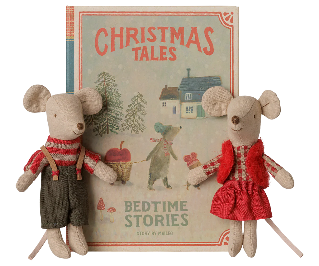 Maileg, Christmas Twins Mice, Little Sister & Little Brother in a Book