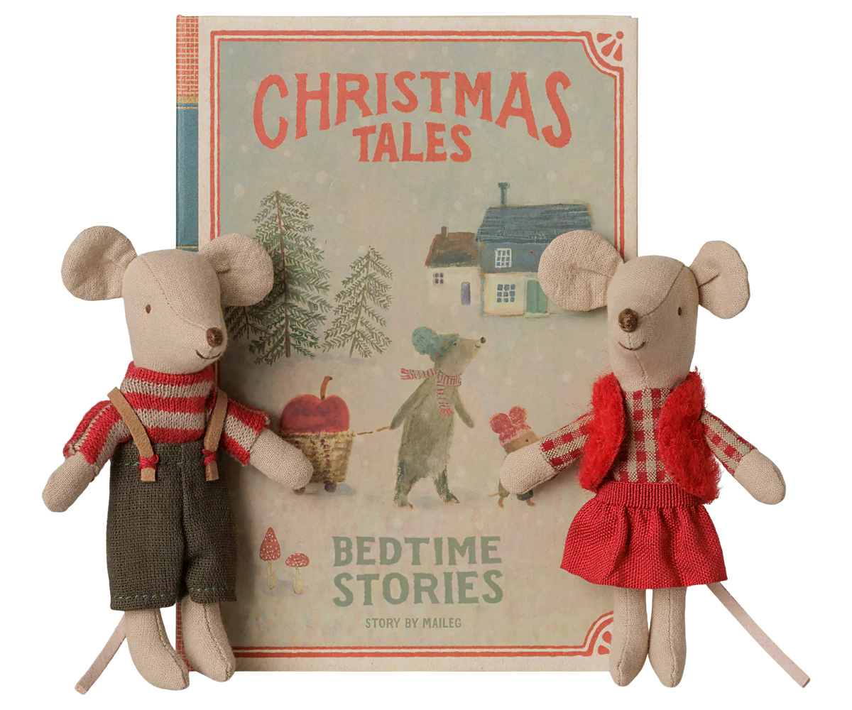 Maileg, Christmas Twins Mice, Little Sister & Little Brother in a Book