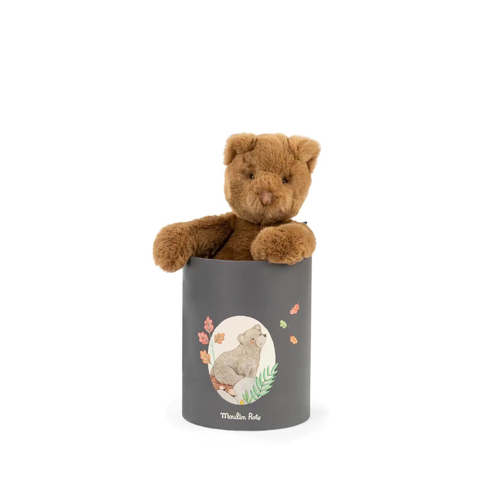 Moulin Roty Arthur brown Bear plush in a keepsake box