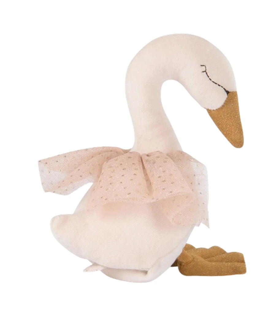 Moulin Roty blush pink swan plush rattle