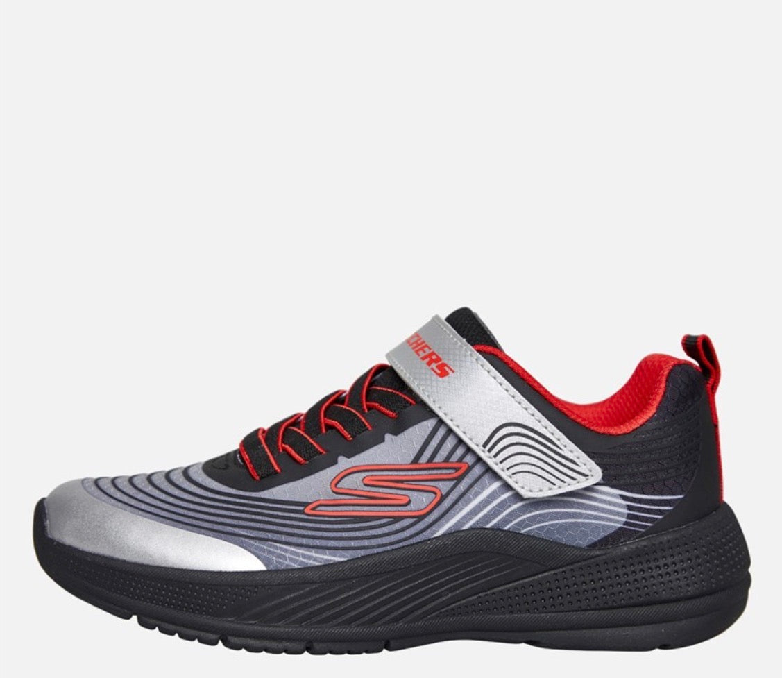 Skechers boys microspec advance trainers silver black