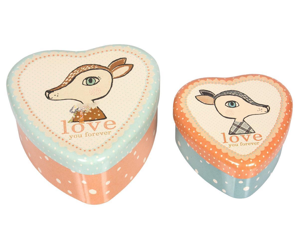 Maileg deer tins heart shapes