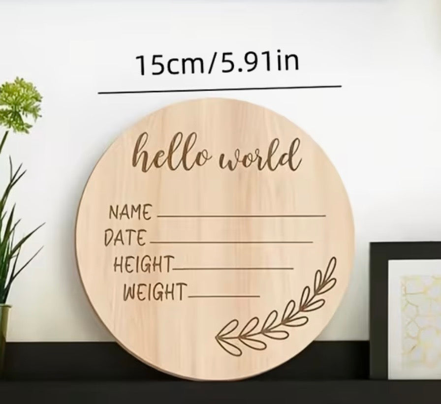 Traditional Wooden Birth Announcement Disc | Personalised Newborn Keepsake