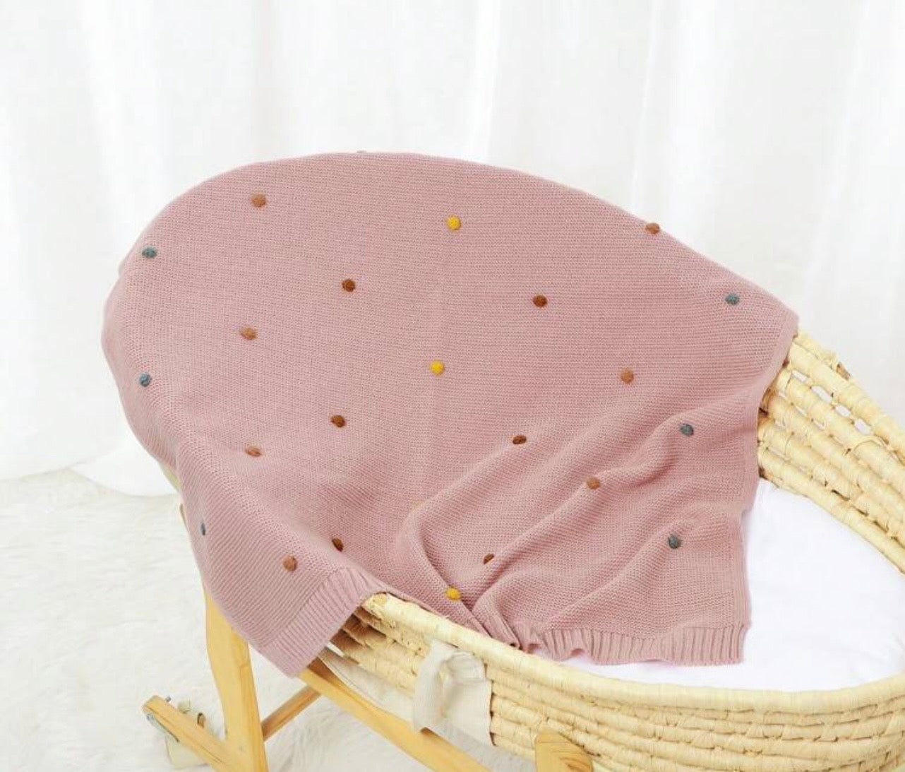 Knitted Baby Blanket- Pink