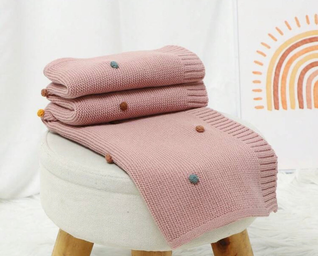 Knitted Baby Blanket- Pink