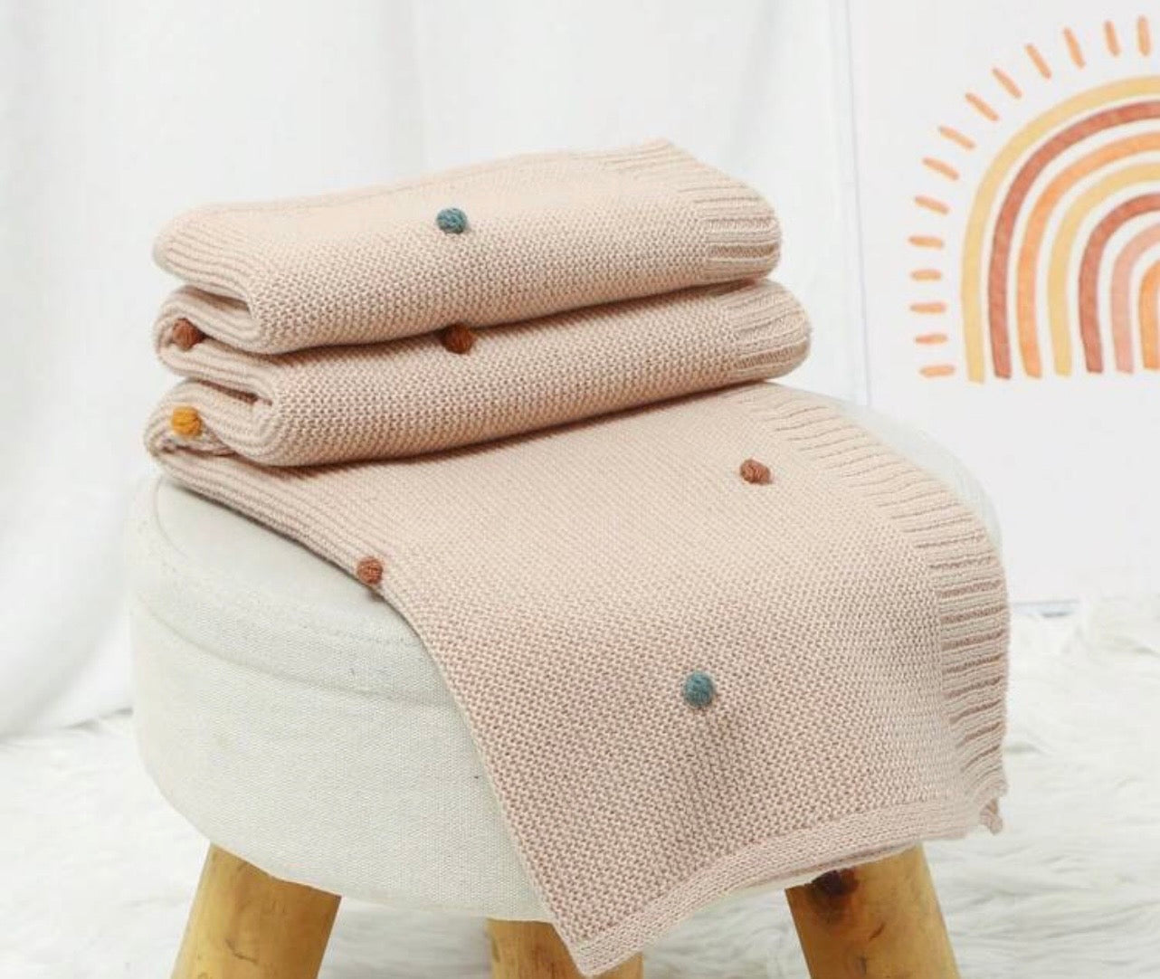 Knitted Baby Blanket-Cream