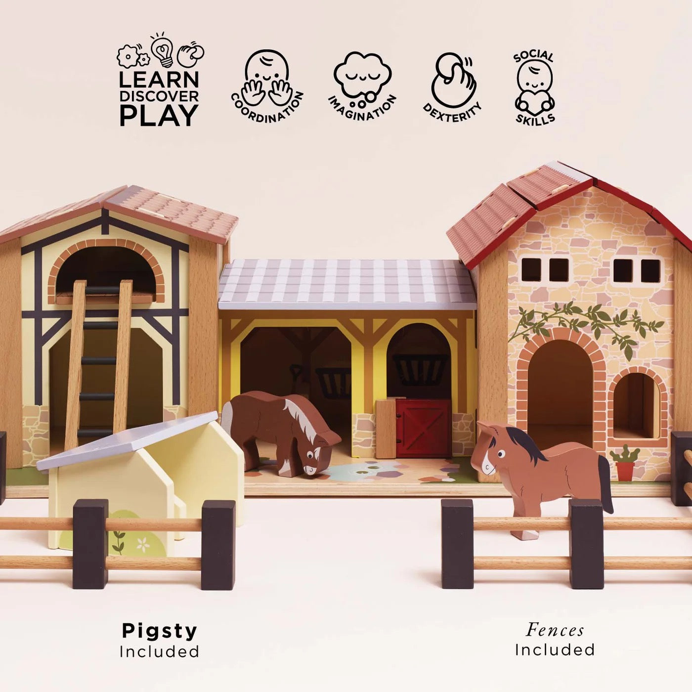 Le Toy Van Wooden Farmyard Stables