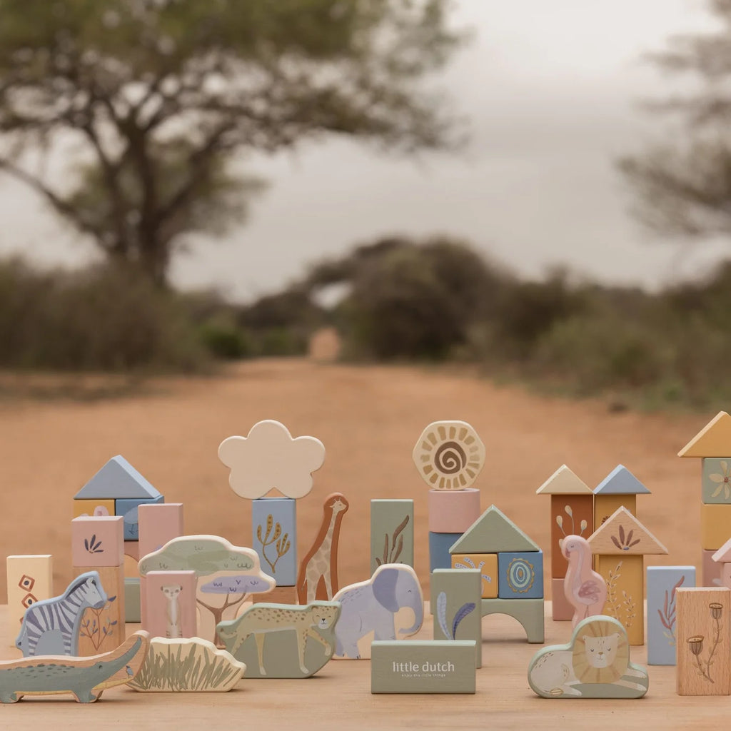 Little Dutch Wooden Building Blocks Safari Friends